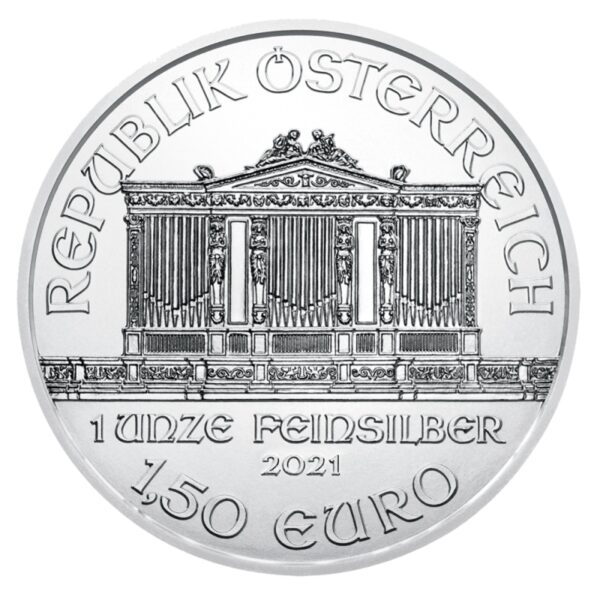 1 oz vienna philharmonic 2021 silver coin reverse