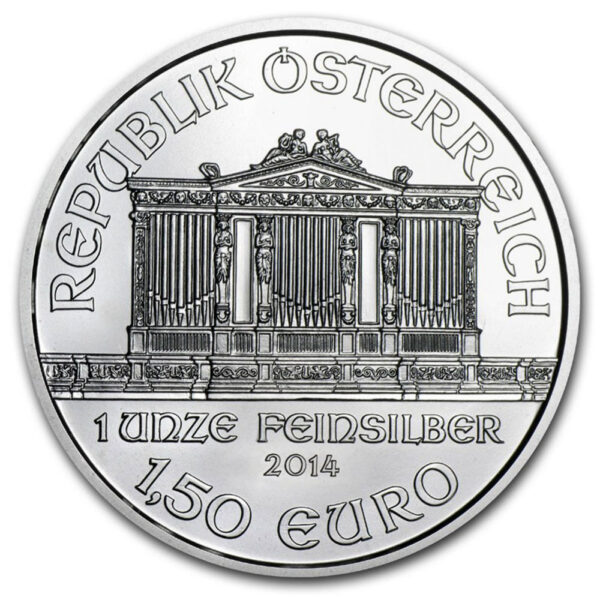 1 oz vienna philharmonic silver coin reverse
