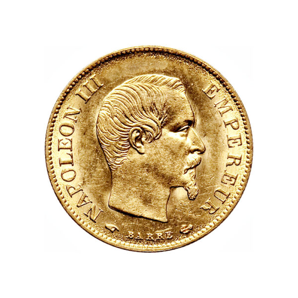 10 Francs Napoleon III 1854 1860 obverse size