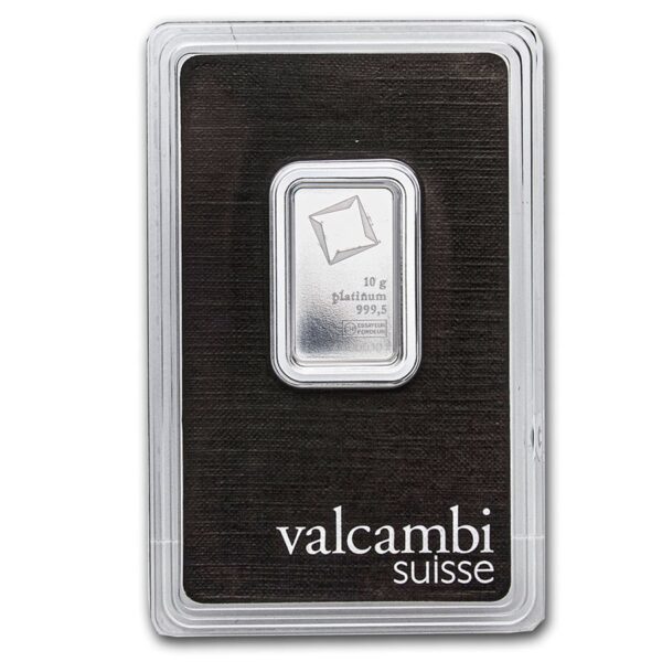 10 gram platinum bar valcambi front