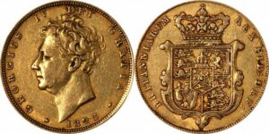1825 sovereign george iv bare head