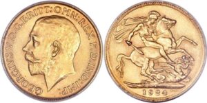 1924 sovereign george v south africa mint