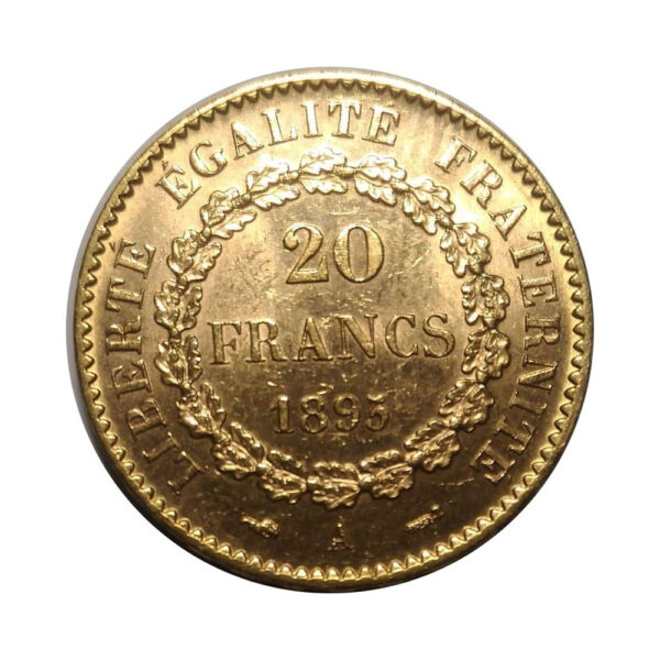 20 Francs Constitution 1871 1898 reverse size