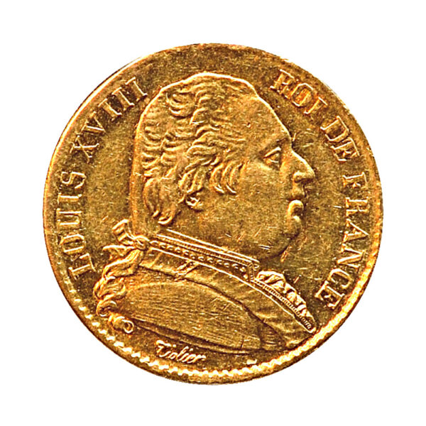 20 Francs Louis XVIIIdressed bust 1814 1815 obverse size