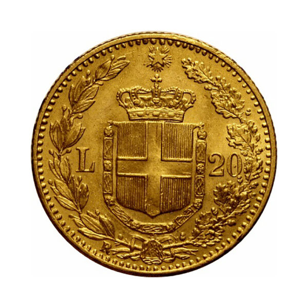 20 Lire Umberto I 1879 1897 reverse size