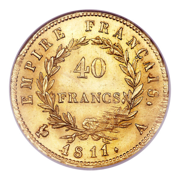 40 Francs Napoleon I 1809 1813 reverse size