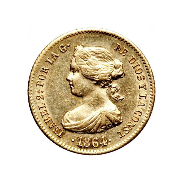 40 Reales Isabel II 1864 obverse size