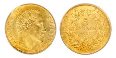 5 francs napoleon iii 1854 1855