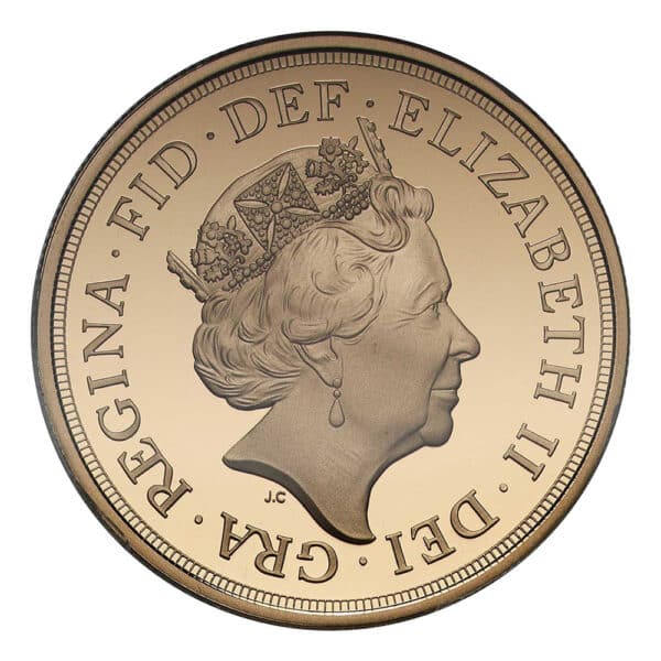 5 pounds gold sovereign 2015 obverse size