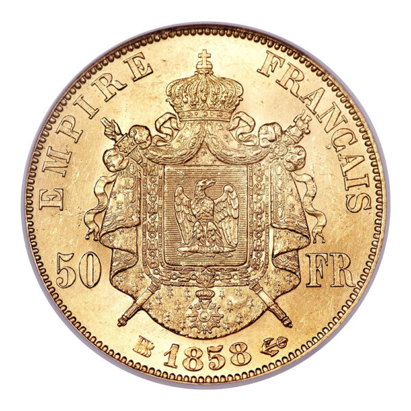 50 Francs Napoleon III 1855 1860 reverse size