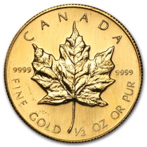 Canada Maple Leaf 1986 1989 1 2 oz gold reverse