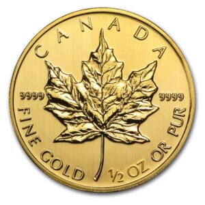 Canada Maple Leaf 2004 2014 1 2 oz gold reverse