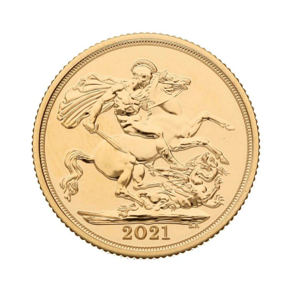 Gold Sovereign 2021 reverse size