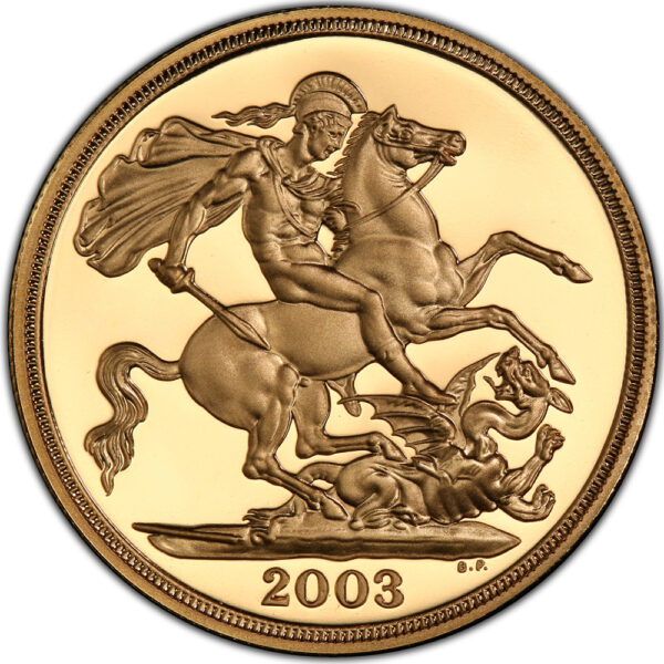 gold sovereign 5 pounds 2003 reverse